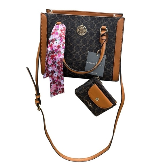 Nanette Lepore Handbags - Nannette Lepore Handbag/Crossbody w/Matching Wallet Set Chocolate Logo NWT